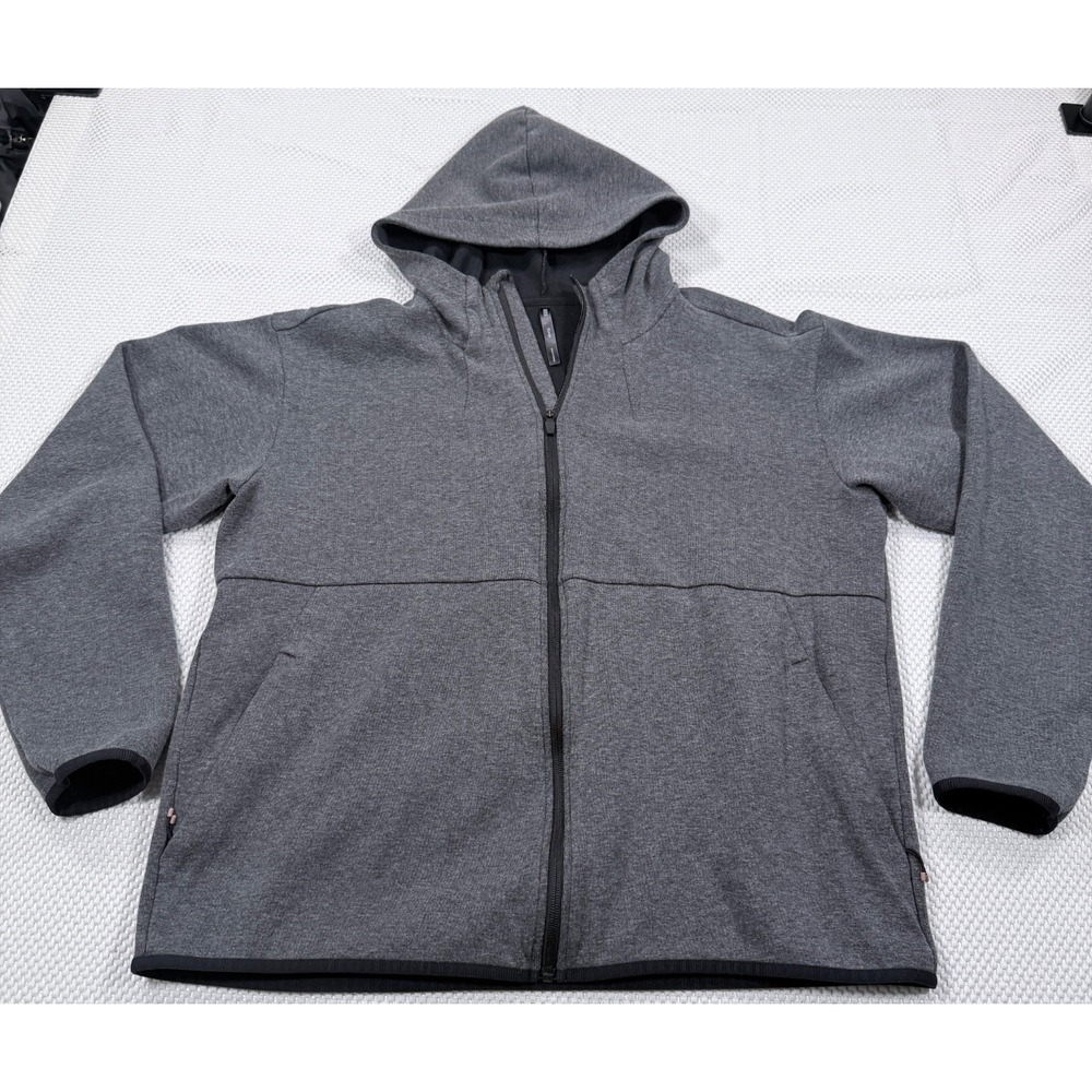 REI Co-op Full Zip Hooded Jacket Gray Performance Fleece Men's XL